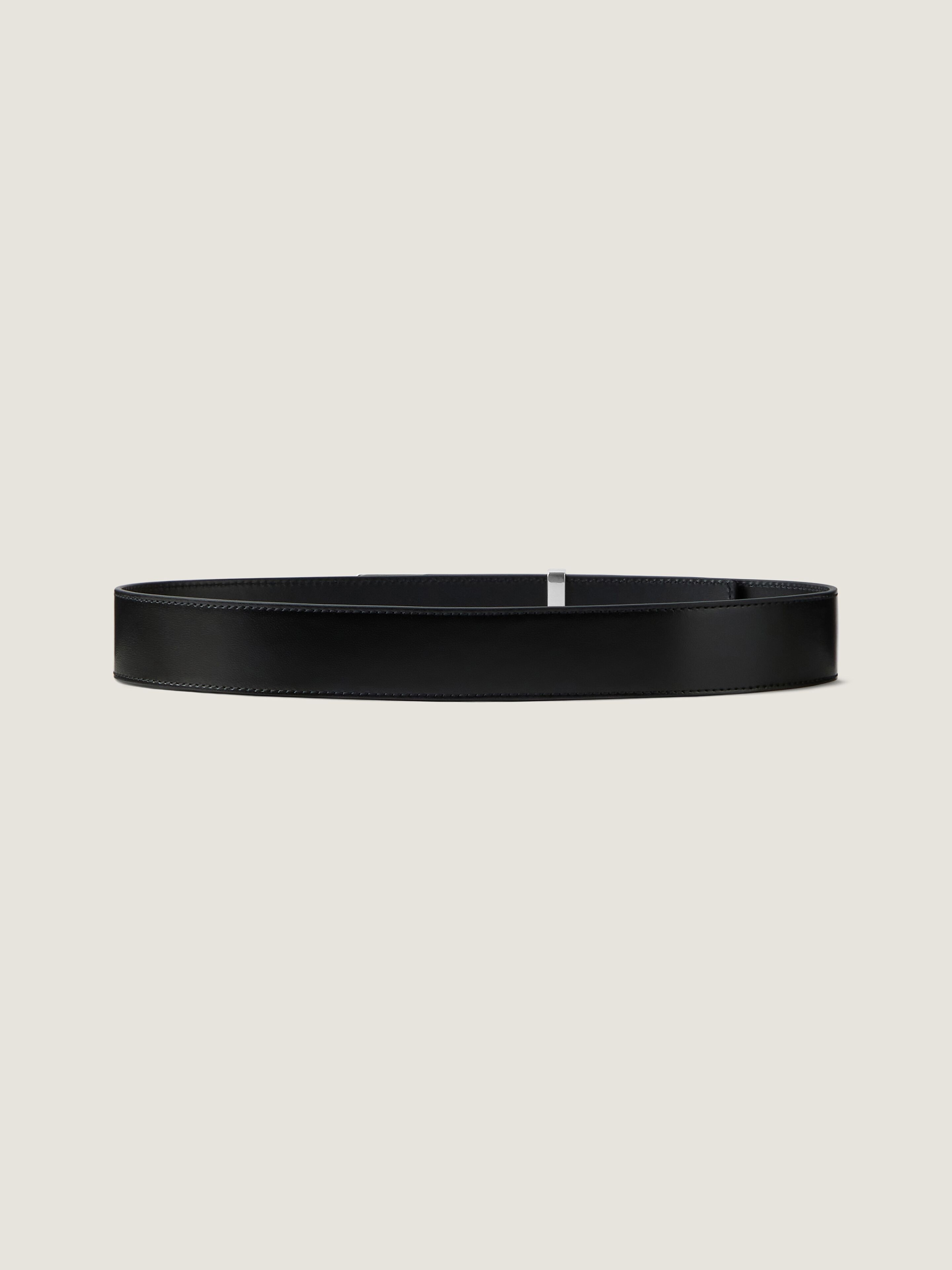 Label belt in Box leather